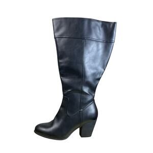 Torrid Black Faux Leather Extra Wide Calf Tall Knee High Boots Size 10.5 NWOT